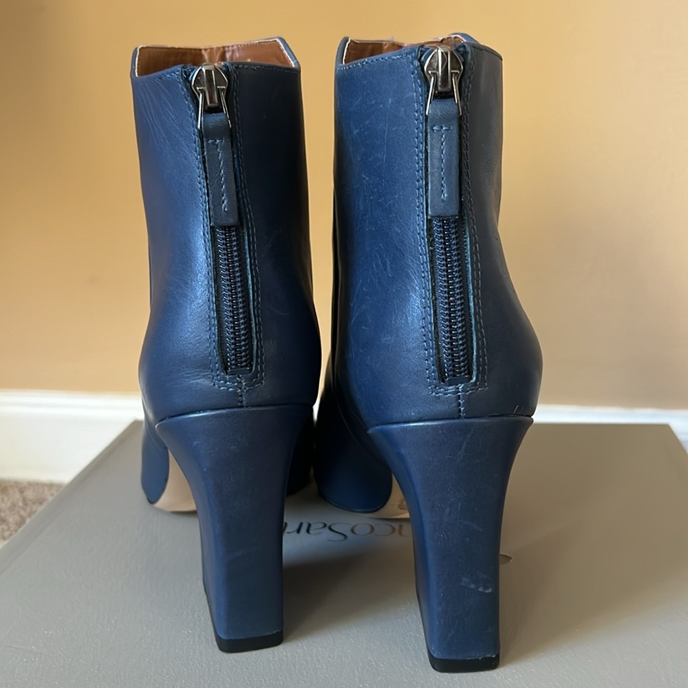 Franco Sarto Navy Ankle Pointed Leather Boots - Picture 3 of 7